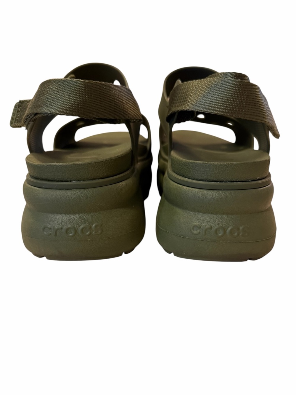 Crocs Womens Sz 9 Green Soho Y Strap Sandal Thick Platform Perforated Strap - Picture 5 of 11